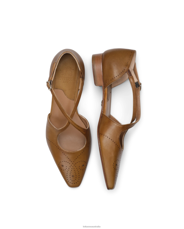 Women Lottusse Footwear Olive Green NT4PP216 Smithson Crust Anilin Calf Ballerinas