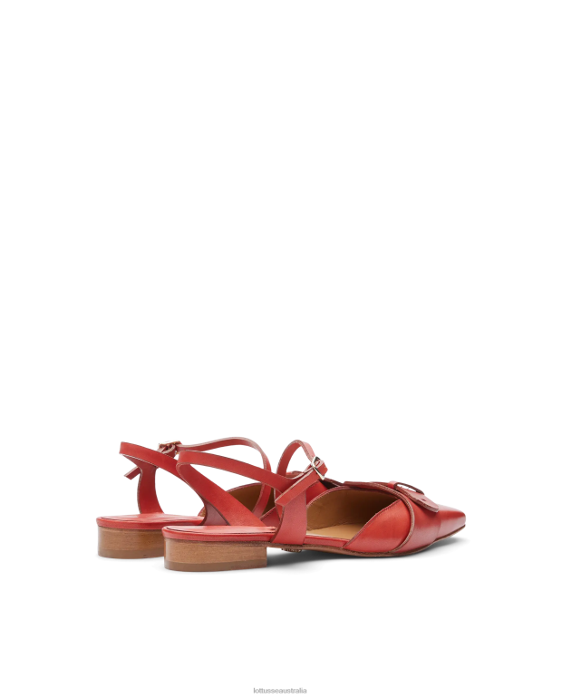 Women Lottusse Footwear Red NT4PP218 Smithson Crust Aniline Calf Ballerinas