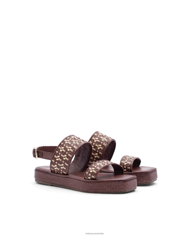Women Lottusse Footwear Maroon NT4PP322 Special Braided Goat Sandals