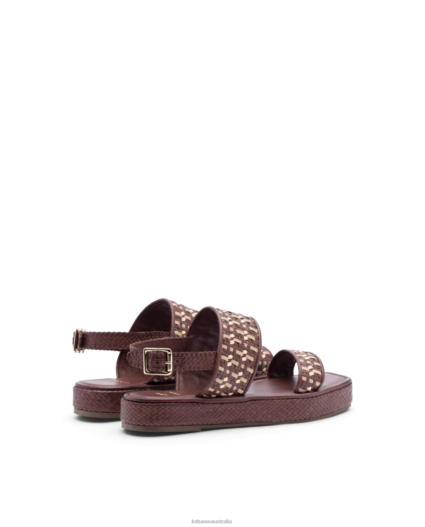 Women Lottusse Footwear Maroon NT4PP322 Special Braided Goat Sandals