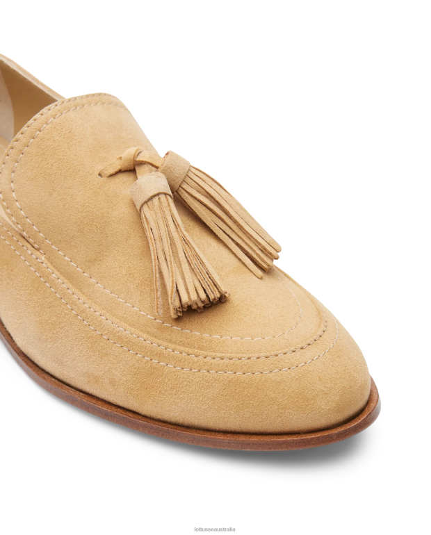 Women Lottusse Footwear Beige NT4PP244 Claire Goat Suede Loafers