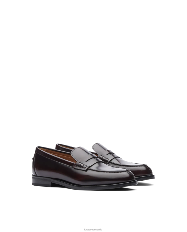Women Lottusse Footwear Maroon NT4PP392 Chris Polished Binder Calf Loafers