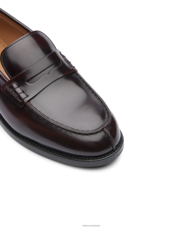 Women Lottusse Footwear Maroon NT4PP392 Chris Polished Binder Calf Loafers