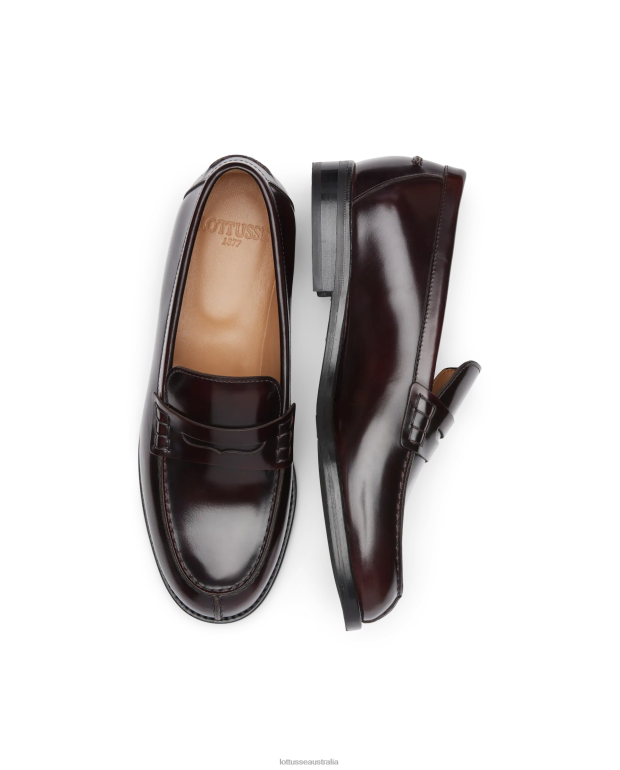 Women Lottusse Footwear Maroon NT4PP392 Chris Polished Binder Calf Loafers
