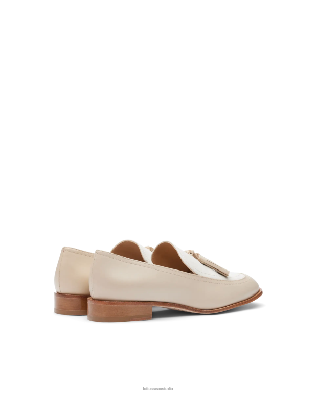 Women Lottusse Footwear Off White NT4PP243 Claire Plain Calf Loafers