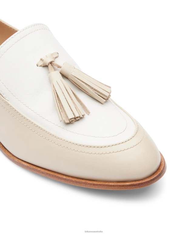 Women Lottusse Footwear Off White NT4PP243 Claire Plain Calf Loafers