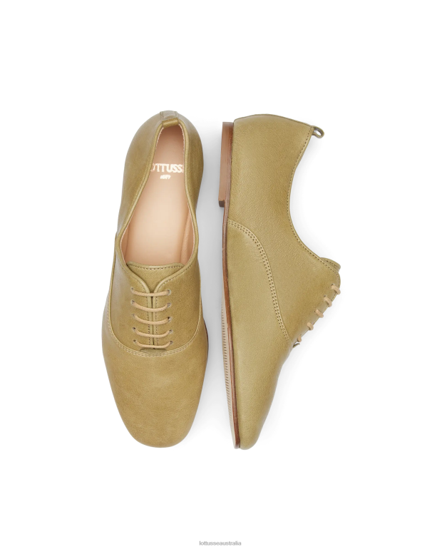 Women Lottusse Footwear Olive Green NT4PP274 Goya Bright Wash Lamb Oxford