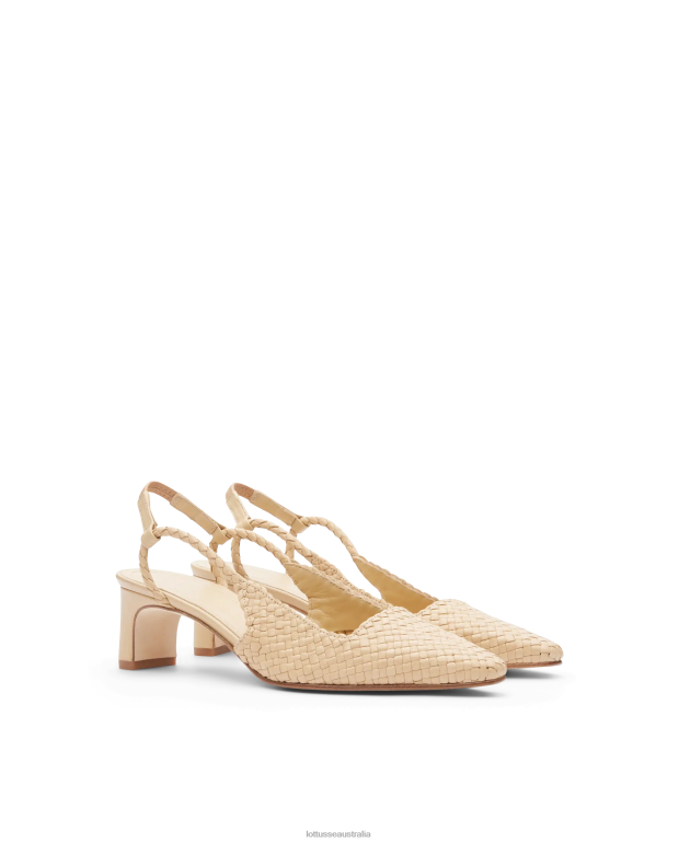 Women Lottusse Footwear Beige NT4PP311 Summer Lamb Mesh Leather Pumps