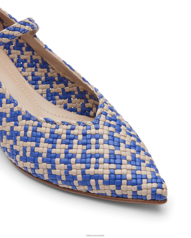 Women Lottusse Footwear Blue NT4PP317 Summer Woven Lamb Leather Pumps