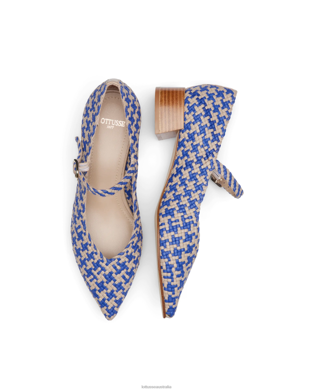 Women Lottusse Footwear Blue NT4PP317 Summer Woven Lamb Leather Pumps