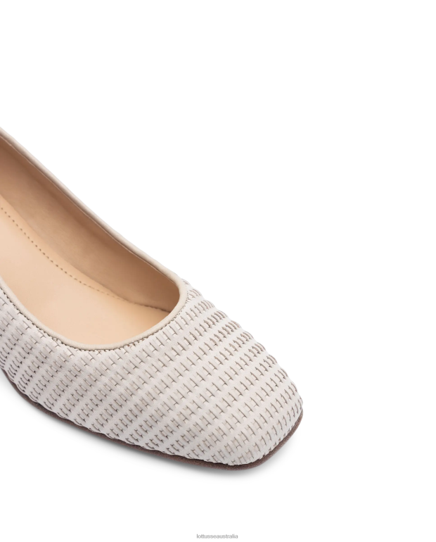 Women Lottusse Footwear Off White NT4PP286 Nicole Calf Mesh Leather Pumps