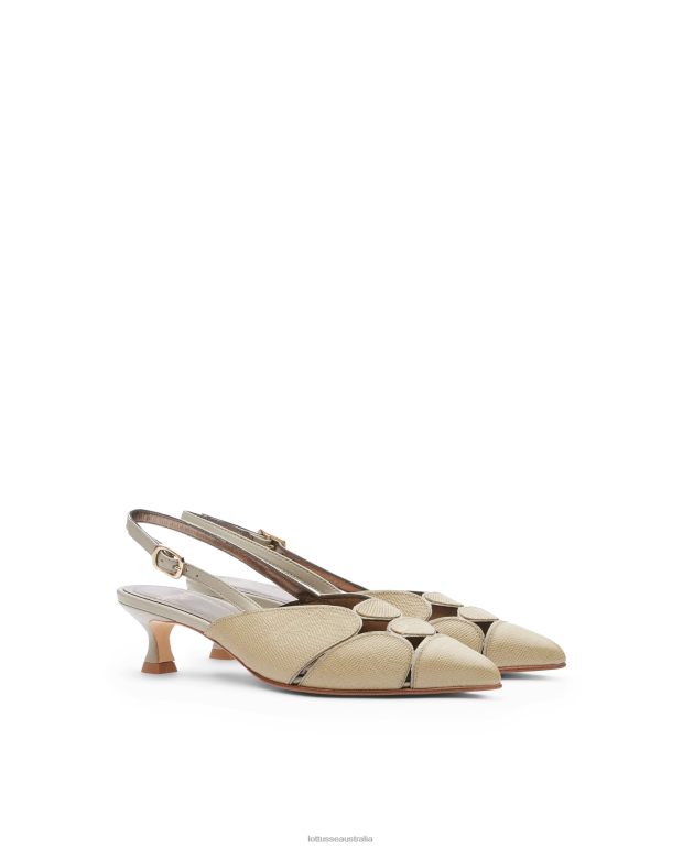 Women Lottusse Footwear Olive Green NT4PP231 Carla Calf Tejus Embossy Pumps