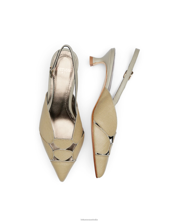 Women Lottusse Footwear Olive Green NT4PP231 Carla Calf Tejus Embossy Pumps