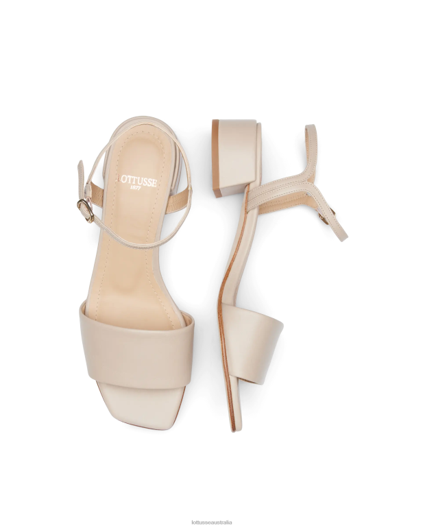 Women Lottusse Footwear Beige NT4PP226 Carla Plain Calf Sandals