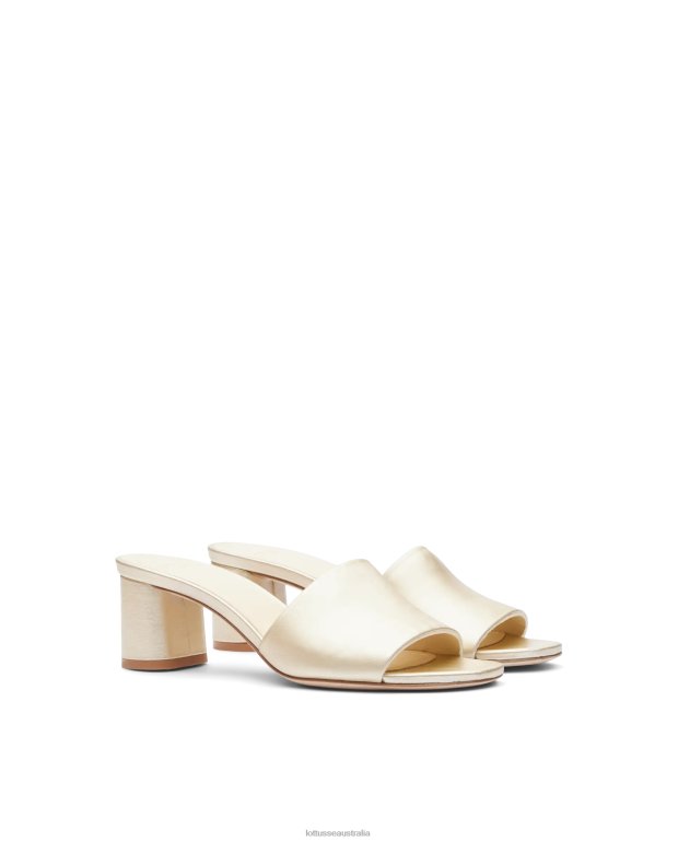 Women Lottusse Footwear Gold NT4PP284 Nicole Metal Goat Sandals