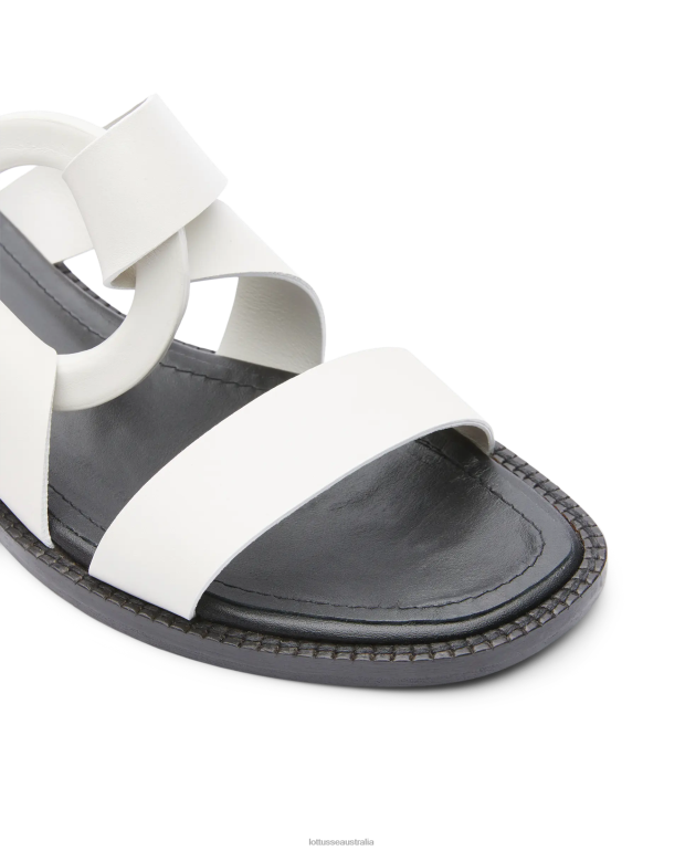 Women Lottusse Footwear Off White NT4PP247 Etnic Plain Calf Sandals