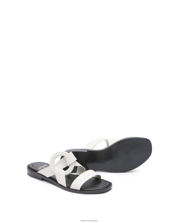 Women Lottusse Footwear Off White NT4PP247 Etnic Plain Calf Sandals