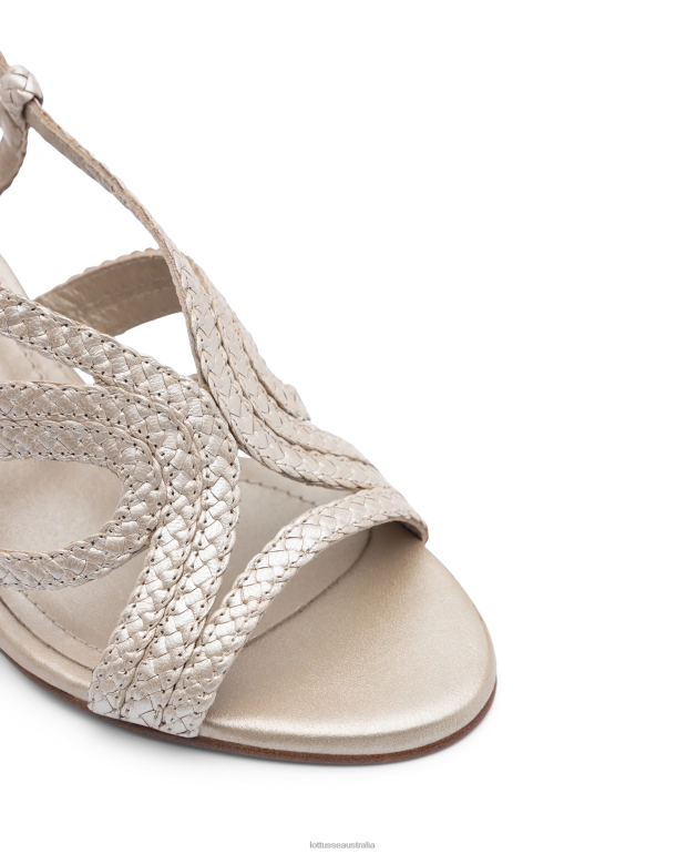 Women Lottusse Footwear Silver NT4PP320 Summer Lamb Mesh Leather Sandals
