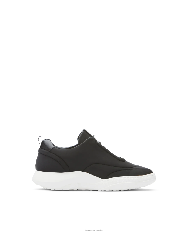 Women Lottusse Footwear Black NT4PP417 Trotter Neoprene Fabric Sneakers