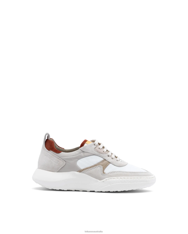 Women Lottusse Footwear Off White NT4PP418 Trotter Suede Calf Sneakers